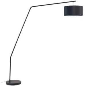 Černá kovová stojací lampa s bavlněným stínidlem Kave Home Ciana 221