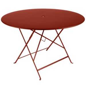 Okrově červený kovový skládací stůl Fermob Bistro Ø 117 cm