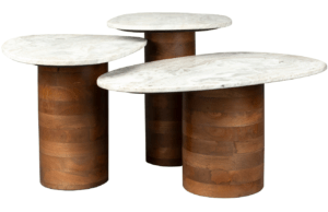 Set tří bílých mramorových odkládacích stolků DUTCHBONE SUKI 73/55/41 cm