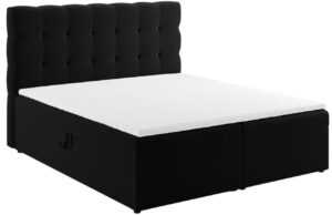 Černá sametová dvoulůžková postel boxspring MICADONI Mamaia 180 x 200 cm