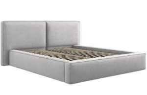 Světle šedá čalouněná dvoulůžková postel MICADONI Jodie 160 x 200 cm