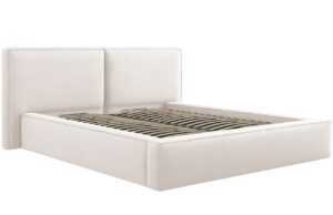 Béžová čalouněná dvoulůžková postel MICADONI Jodie 160 x 200 cm