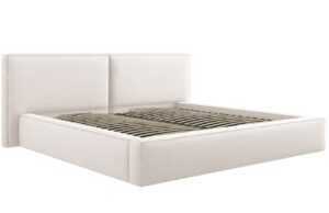Béžová čalouněná dvoulůžková postel MICADONI Jodie 200 x 200 cm