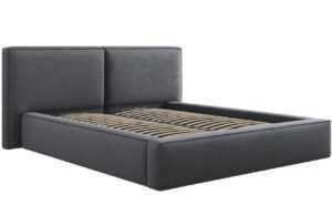 Tmavě šedá čalouněná dvoulůžková postel MICADONI Jodie 180 x 200 cm