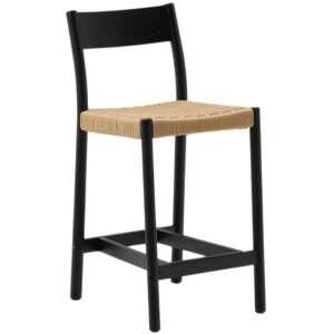 Černá dubová barová židle Kave Home Yalia s výpletem 65 cm