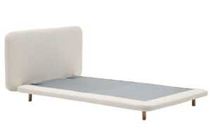 Béžová bouclé jednolůžková postel Kave Home Odum 90 x 200 cm