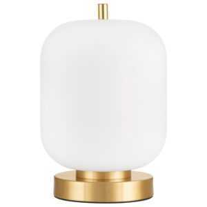 Bílá skleněná stolní lampa Nova Luce Lato se zlatou podstavou