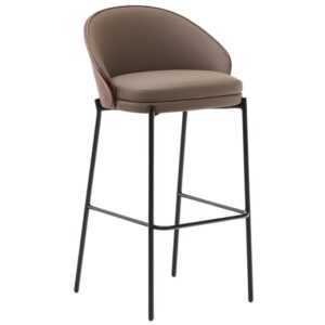 Hnědá koženková barová židle Kave Home Eamy 77 cm