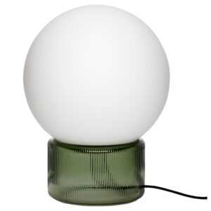 Bílo-zelená skleněná stolní lampa Hübsch Sphere