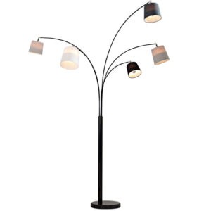 Moebel Living Šedá kovová stojací lampa Malcolm 200 cm