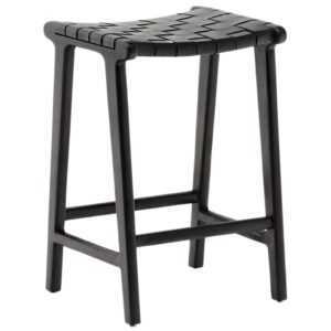 Černá kožená barová židle Kave Home Calixta 67 cm