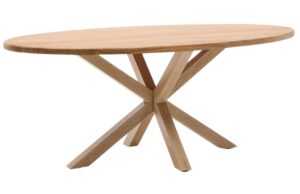 Dřevěný jídelní stůl Kave Home Argo 200 x 100 cm s přírodní kovovou podnoží