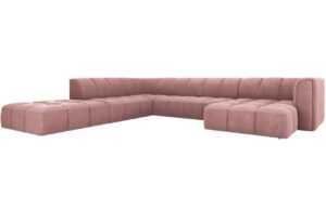 Růžová čalouněná rohová pohovka do "U" MICADONI Serena 316 cm