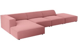 Růžová sametová rohová pohovka Cosmopolitan Design Arendal 341 cm